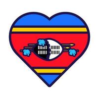 Swaziland drapeau de fête patriote cœur contour icône vecteur