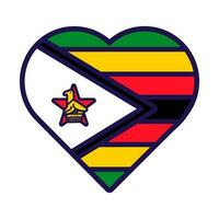 Zimbabwe drapeau de fête patriote cœur contour icône vecteur