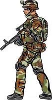 soldat en tenue de camouflage, avec une arme à feu vecteur