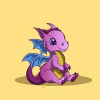 mignonne chibi dragon vecteurs dans dessin animé style de mignonne pour illustration T-shirt ou éducation des gamins élément vecteur