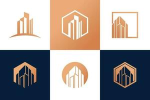 bâtiment logo conception vecteur collection avec unique élément idée