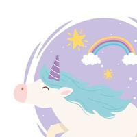 licorne bonheur magique fantaisie dessin animé mignon animal vecteur