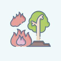 icône forêt les feux. en relation à nucléaire symbole. longue ombre style. Facile conception modifiable. Facile illustration vecteur