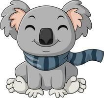 mignonne koala dessin animé portant écharpe vecteur