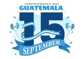 Guatemala indépendance journée vecteur illustration sur septembre 15 avec agitant drapeau Contexte dans nationale vacances plat dessin animé main tiré modèles