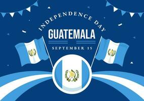 Guatemala indépendance journée vecteur illustration sur septembre 15 avec agitant drapeau Contexte dans nationale vacances plat dessin animé main tiré modèles