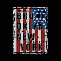 Brooklyn, Nouveau york ville, abstrait drapeau, graphique t chemise conception, typographie vecteur, illustration, décontractée style vecteur