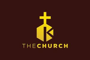 branché et professionnel lettre k église signe Christian et paisible vecteur logo
