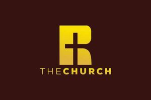 branché et professionnel lettre r église signe Christian et paisible vecteur logo