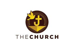 branché et professionnel lettre j église signe Christian et paisible vecteur logo