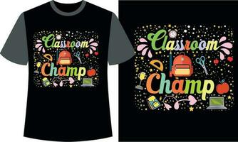 salle de cours champion T-shirt conception vecteur