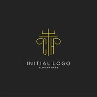 ch initiale avec monoline pilier logo style, luxe monogramme logo conception pour légal raffermir vecteur