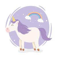 licorne arc en ciel personnage magique fantaisie dessin animé mignon animal vecteur