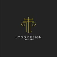 tl initiale avec monoline pilier logo style, luxe monogramme logo conception pour légal raffermir vecteur