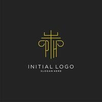 ph initiale avec monoline pilier logo style, luxe monogramme logo conception pour légal raffermir vecteur