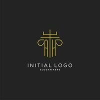 ah initiale avec monoline pilier logo style, luxe monogramme logo conception pour légal raffermir vecteur