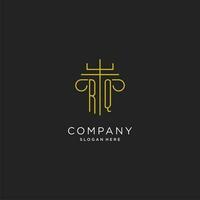 rq initiale avec monoline pilier logo style, luxe monogramme logo conception pour légal raffermir vecteur
