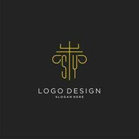 oui initiale avec monoline pilier logo style, luxe monogramme logo conception pour légal raffermir vecteur
