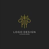 py initiale avec monoline pilier logo style, luxe monogramme logo conception pour légal raffermir vecteur