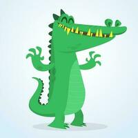 mignonne dessin animé crocodile. vecteur illustration de une vert crocodile