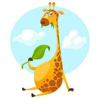 jolie girafe dessin animé. vecteur illustration isolé