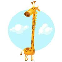 jolie girafe dessin animé. vecteur illustration isolé