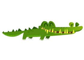 mignonne dessin animé crocodile. vecteur illustration de une vert crocodile