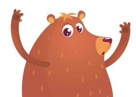 mignonne dessin animé ours. vecteur illustration de une ours agitant main