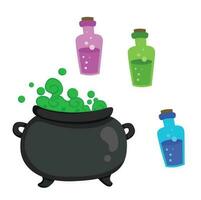 coloré la magie chaud potion sorcière dessin animé illustration vecteur clipart autocollant