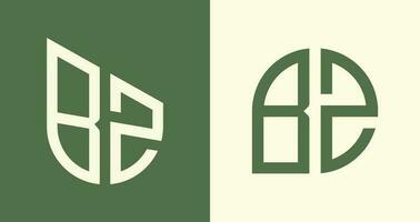 ensemble de conceptions de logo bz de lettres initiales simples créatives. vecteur