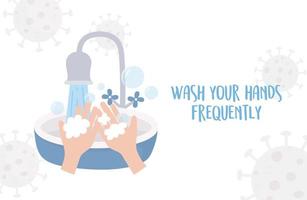 prévention de la pandémie covid 19, lavez-vous les mains fréquemment vecteur