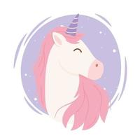 licorne rose cheveux magique fantaisie dessin animé mignon animal vecteur