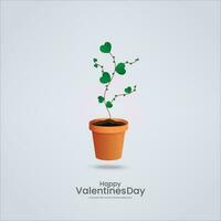 la Saint-Valentin journée carte. croissance l'amour cœur fleur. vecteur