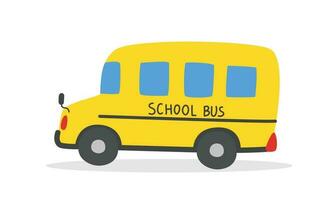 école autobus clipart. Facile Jaune école autobus plat vecteur illustration clipart dessin animé style, main tiré griffonnage. professeur, étudiants, Salle de classe, école fournitures, retour à école concept