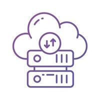 Télécharger cette prime icône de nuage Les données stockage, nuage la mise en réseau La technologie concept vecteur