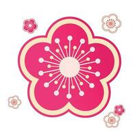 vecteur rose Sakura fleur badge chinois traditionnel symbole