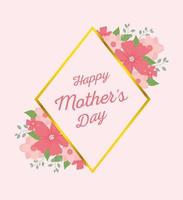 bonne fête des mères, carte de décoration de cadre de fleurs d'ornement de lettre vecteur