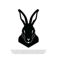 lapin tête vecteur illustration noir et blanc isolé Contexte. lapin ancien logo, pour badge logo, rétro logo, mignonne animal