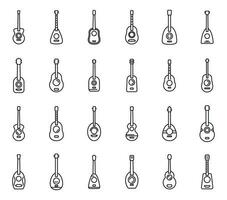 ukulélé Icônes ensemble contour vecteur. acoustique bande vecteur