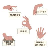 main gestes cette symboliser une personne émotions, psychologique problèmes vecteur