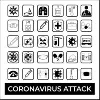 ensemble simple d'icônes de ligne vectorielle liées à la protection contre les attaques de coronavirus collection d'AVC vectoriel linéaire simple et modifiable