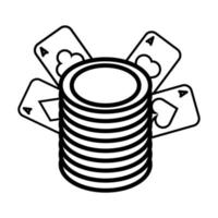 cartes de poker de casino et pièces d'argent vecteur