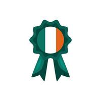 médaille avec l'icône de style détaillé du drapeau de l'irlande vecteur