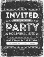 Vintage Invitation Sign Sur Chalkboard vecteur