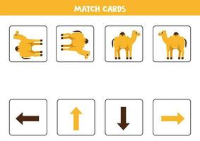 gauche, droite, en haut ou bas. spatial orientation avec mignonne chameau. vecteur