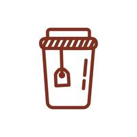 boisson au café dans un style de ligne de récipient en plastique vecteur