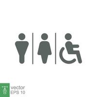 homme, femme, handicap toilette signe icône. toilettes, unisexe salle de bains concept. vecteur illustration isolé sur blanc Contexte. eps dix.