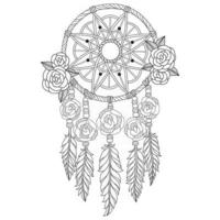 dreamcatcher dessiné à la main pour un livre de coloriage pour adultes vecteur