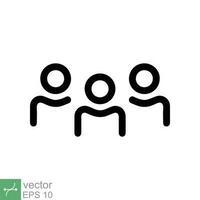 gens icône. Facile contour style. foule signe plat style, personne, groupe, utilisateur, humain, public, membre, personnel, équipe, affaires concept. ligne vecteur illustration isolé sur blanc Contexte. eps dix.