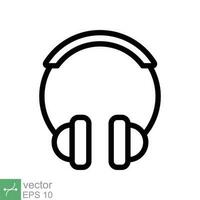 écouteurs écouteurs plat icône. Facile contour style. casque de musique, pictogramme, Ecoutez musique, sans fil oreille téléphone, La technologie concept. ligne vecteur illustration isolé sur blanc Contexte. eps dix.